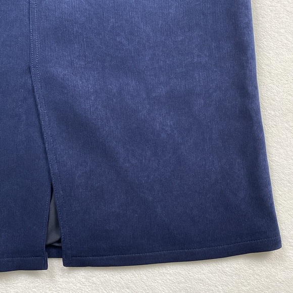 Vee International Brand Corduroy Button Detailed Lined Midi Skirt (Navy/Gold) - Picture 10 of 14